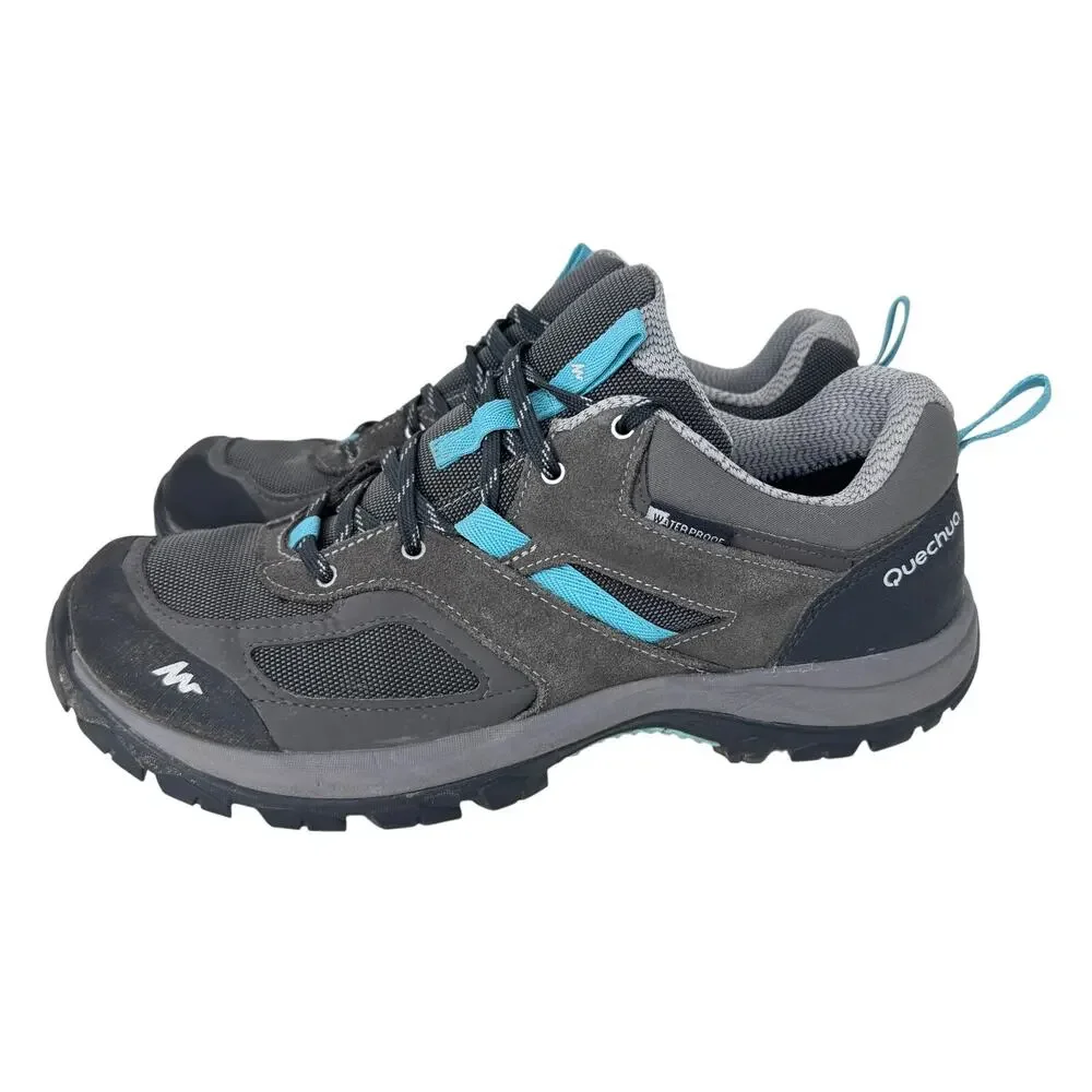 Quechua Decathlon MH100 Hiking Shoes Waterproof 8397090 Blue Grey Womens Size 9